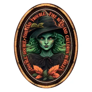 11" Waterproof Sign: Framed Double Trouble Witch