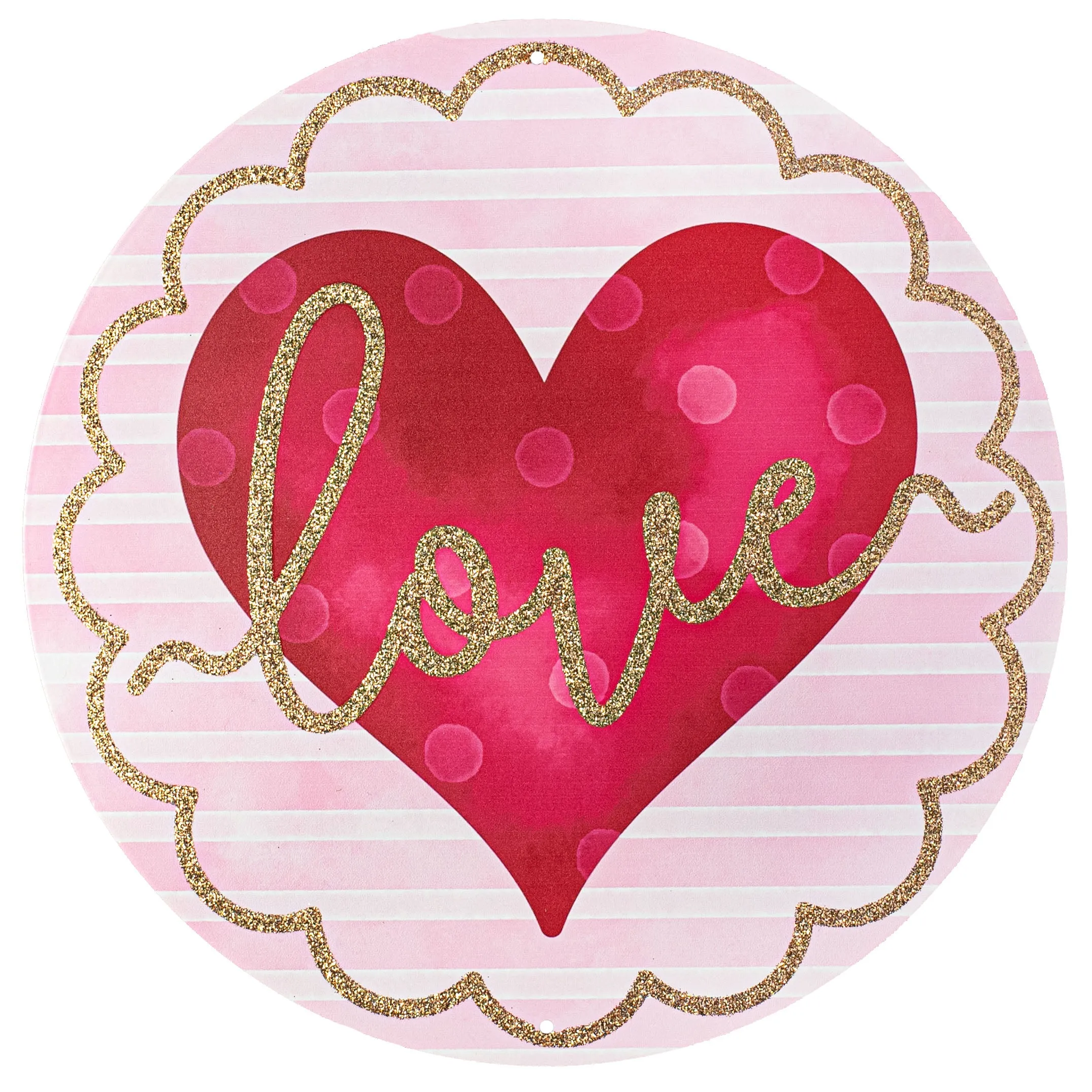 12" Metal Sign: Glittered Love Heart