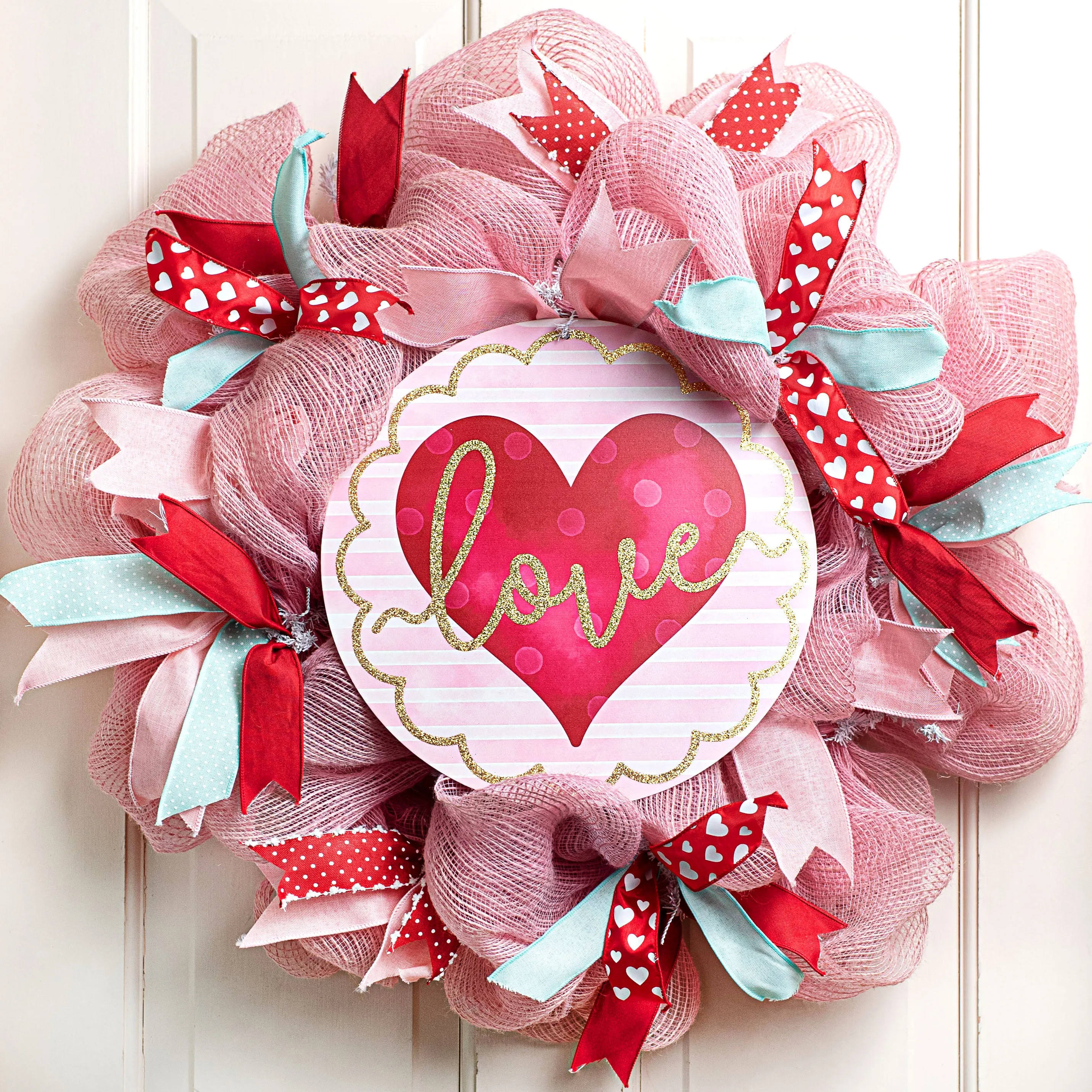 12" Metal Sign: Glittered Love Heart