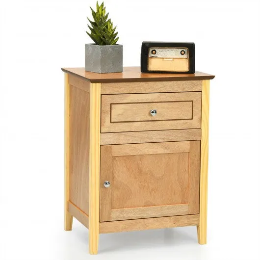 2-Tier Accent Table with Spacious Tabletop-Natural