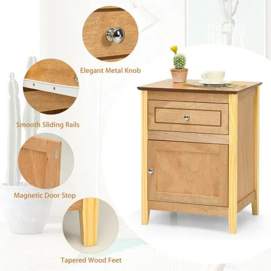 2-Tier Accent Table with Spacious Tabletop-Natural