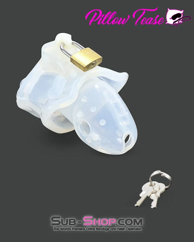 2622AR-SIS      Sissy Boy Spiked Locking Silicone Chastity Cage with Ball Stretching Cock Ring