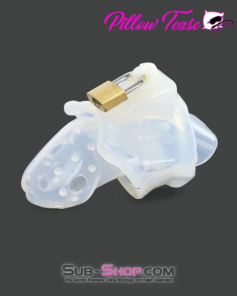 2622AR      Spiked Locking Silicone Chastity Cage with Ball Stretching Cock Ring