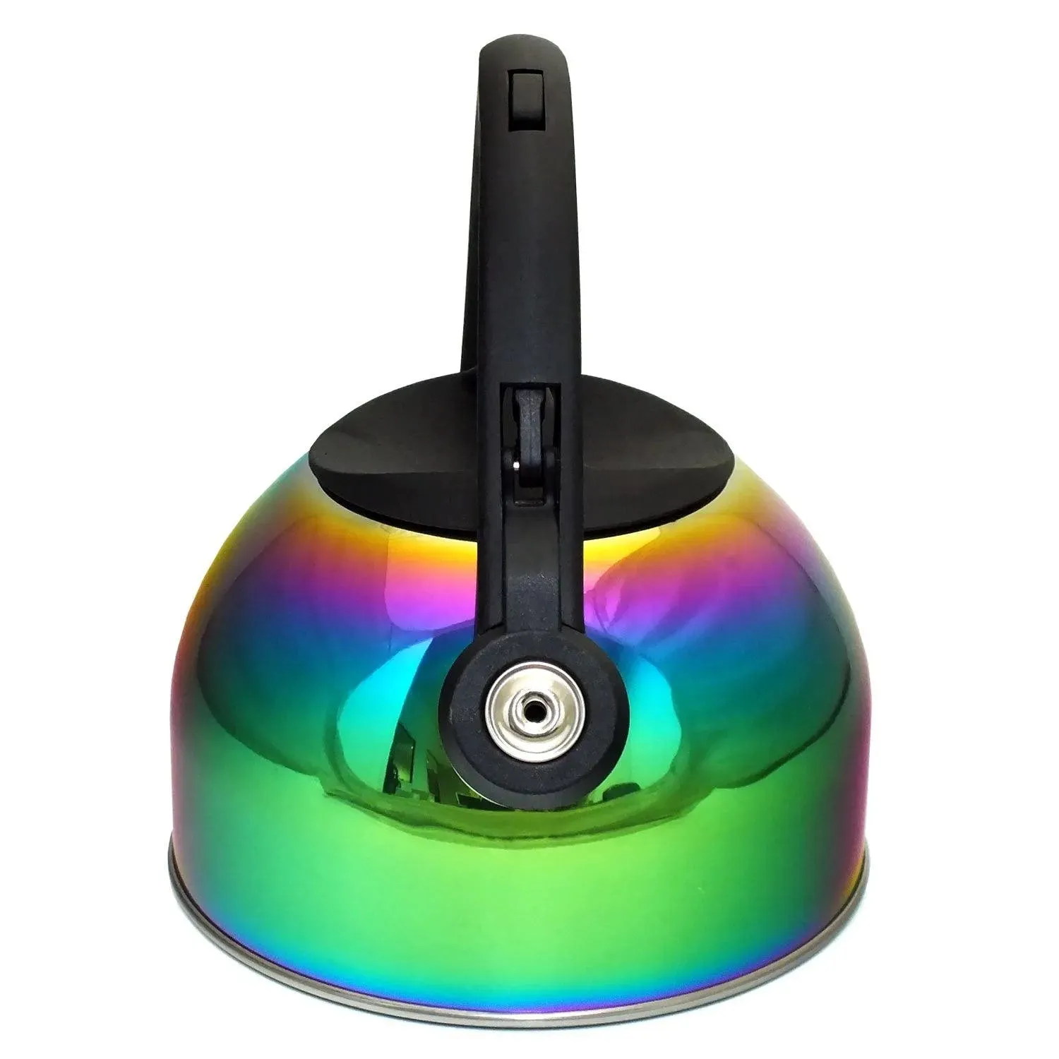 2L Stovetop Whistling Kettle Stainless Steel Iridescent Rainbow Multi Coloured