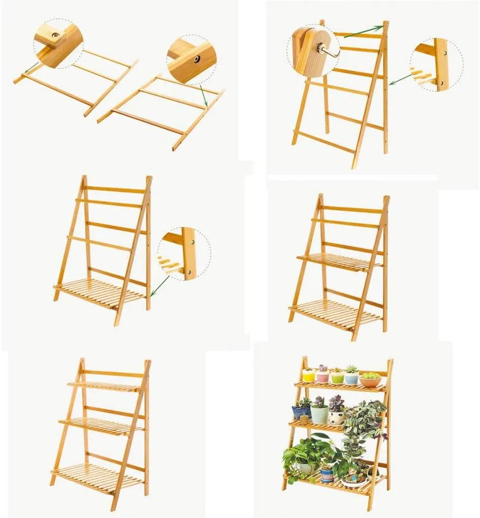 3 Tier Foldable Bamboo Deco Plant Rack