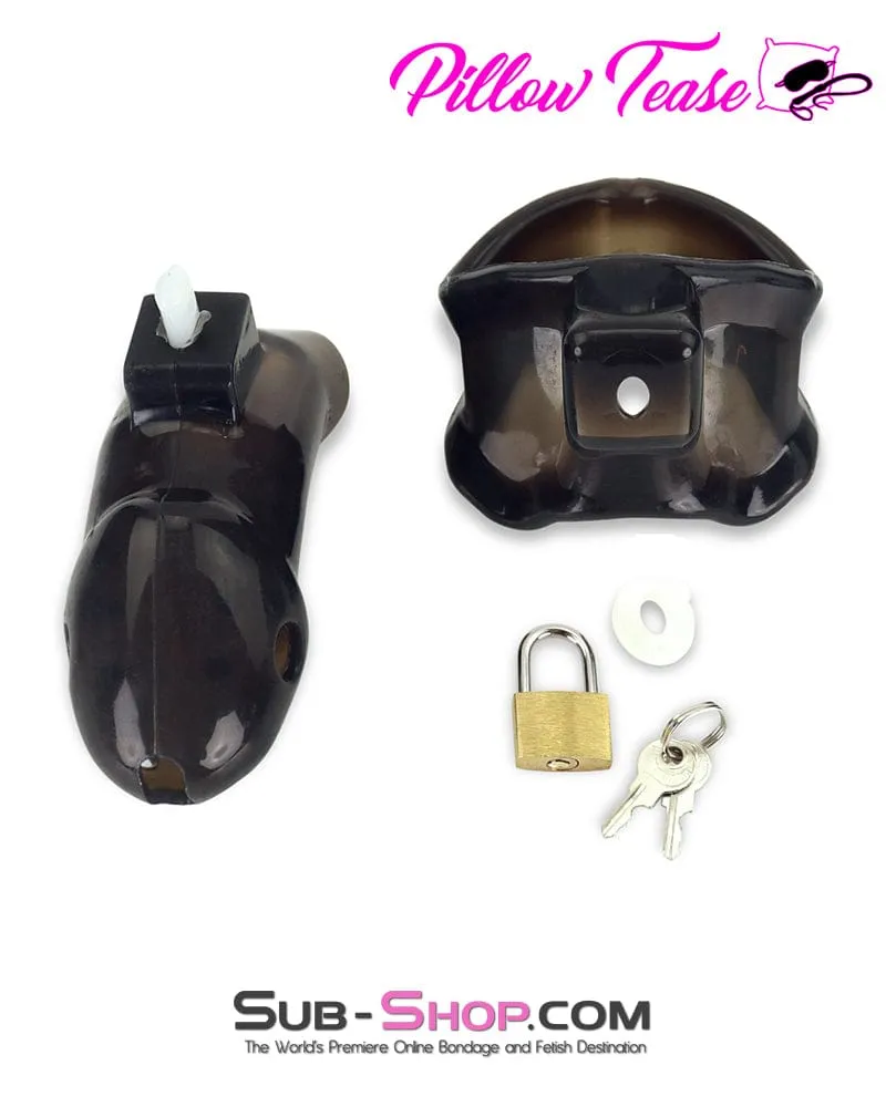 3459AR-SIS      Spiked Black Locking Silicone Sissy Chastity Cage with Ball Stretching Cock Ring