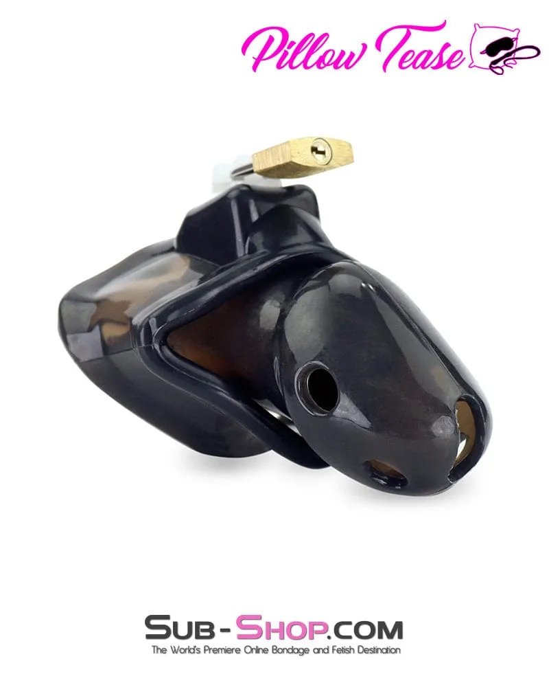 3459AR-SIS      Spiked Black Locking Silicone Sissy Chastity Cage with Ball Stretching Cock Ring