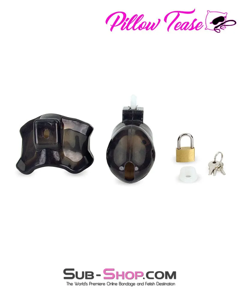 3459AR     Spiked Black Locking Silicone Chastity Cage with Ball Stretching Cock Ring - MEGA Deal