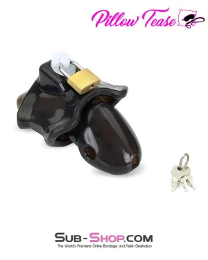 3459AR     Spiked Black Locking Silicone Chastity Cage with Ball Stretching Cock Ring - MEGA Deal