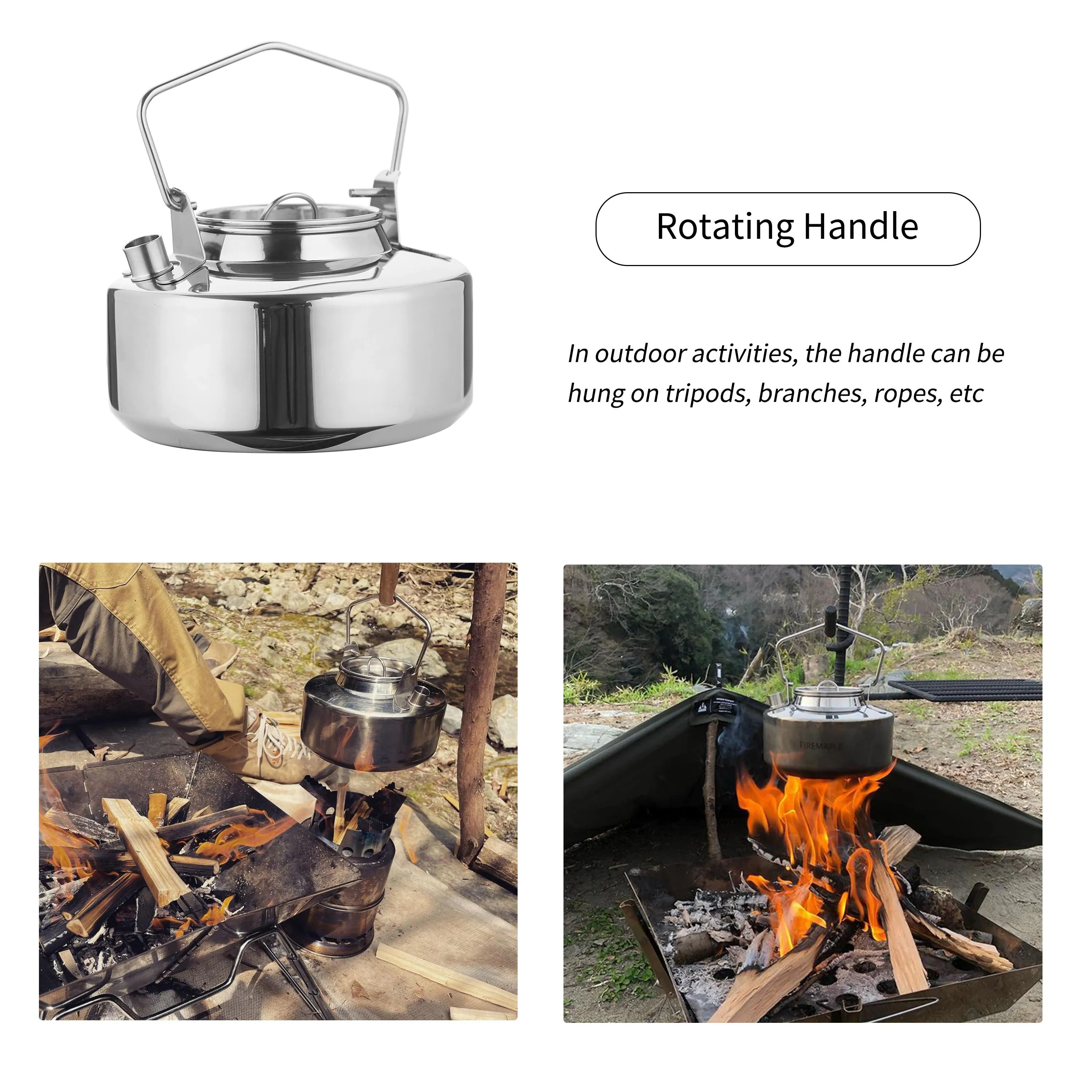 45.6oz Antarcti Stainless Steel Backpacking Camping Kettle Bushcraft Gear