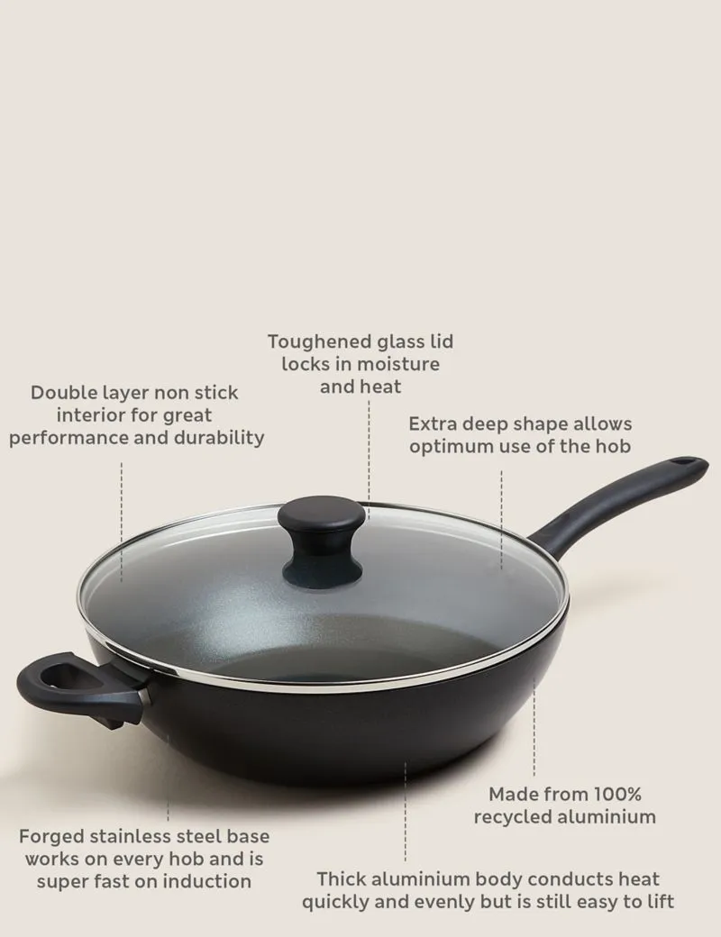 Aluminium 30cm Large Non-Stick Wok