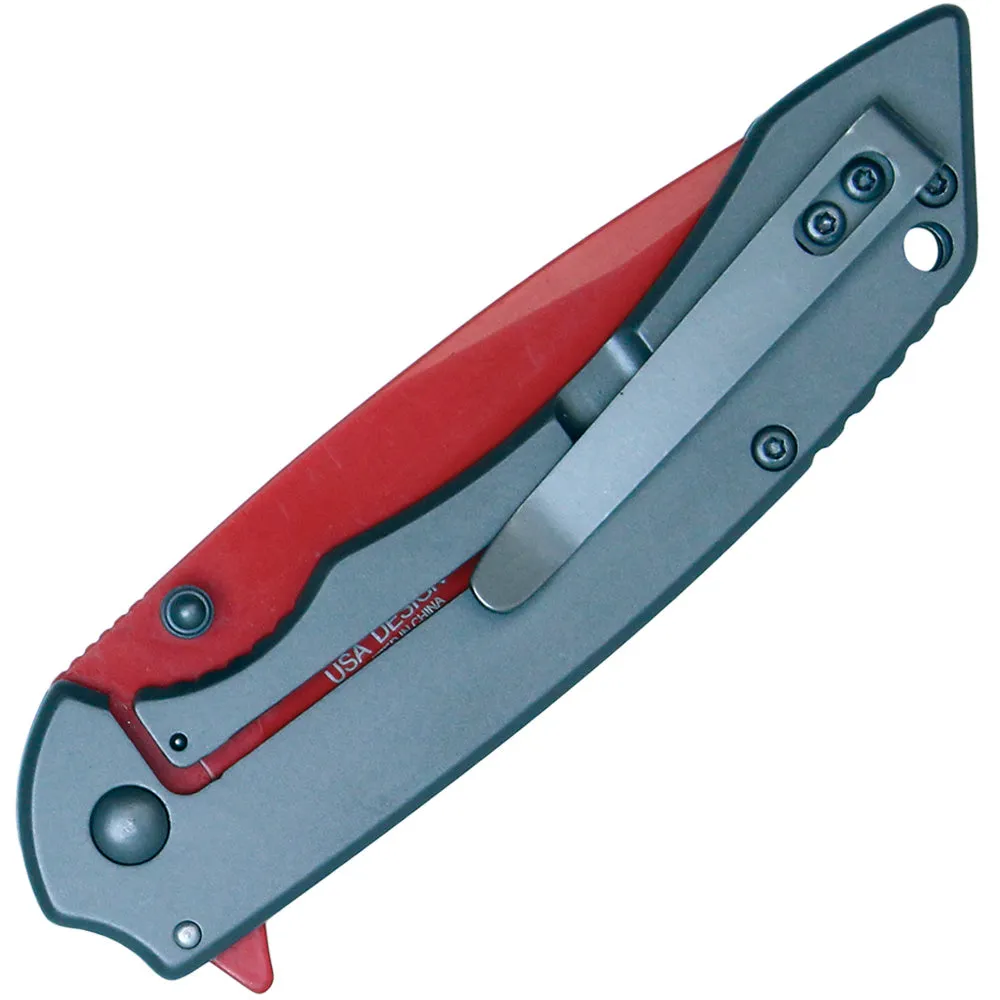 Assisted Open Folding Pocket Knife With Grey Handle