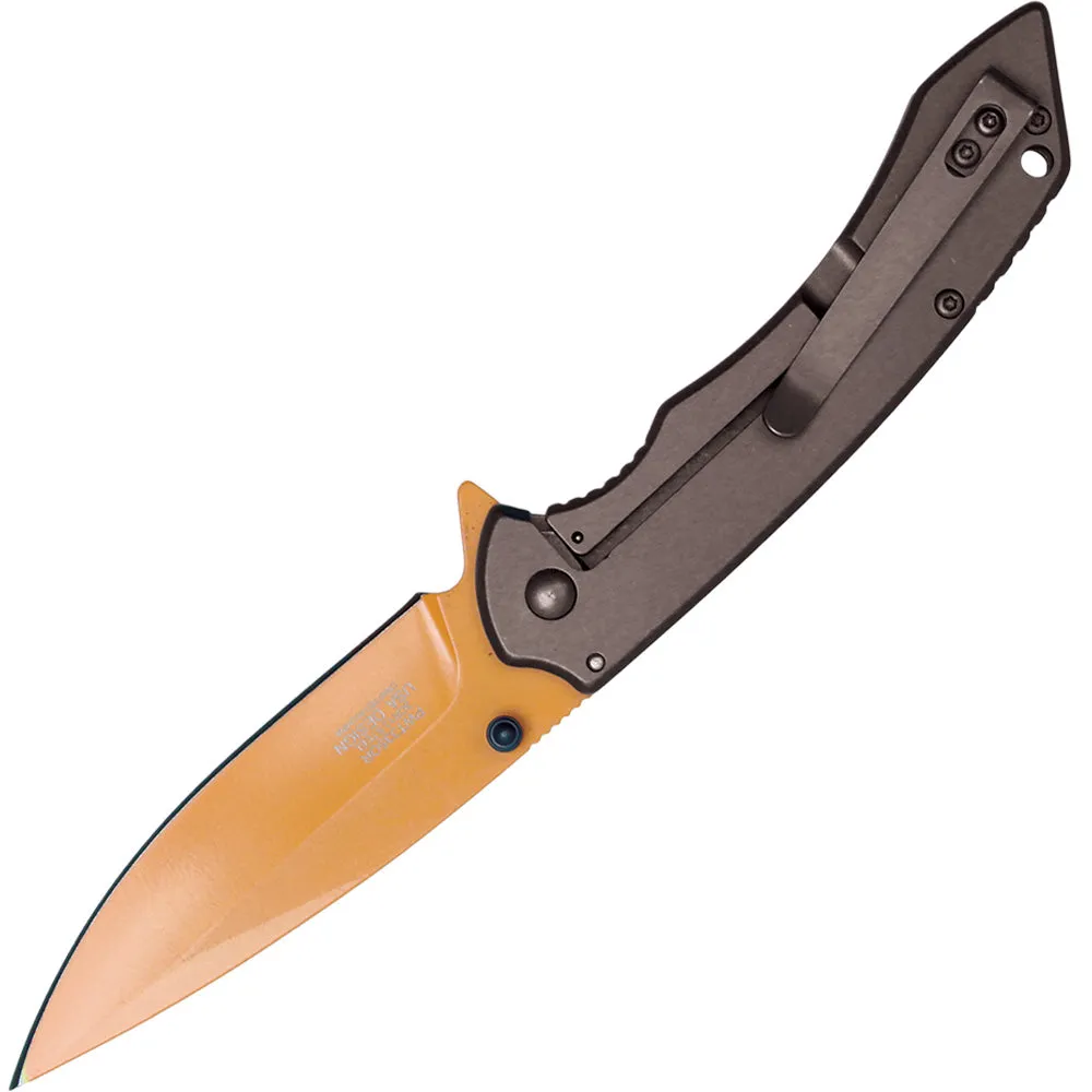 Assisted Open Folding Pocket Knife With Grey Handle