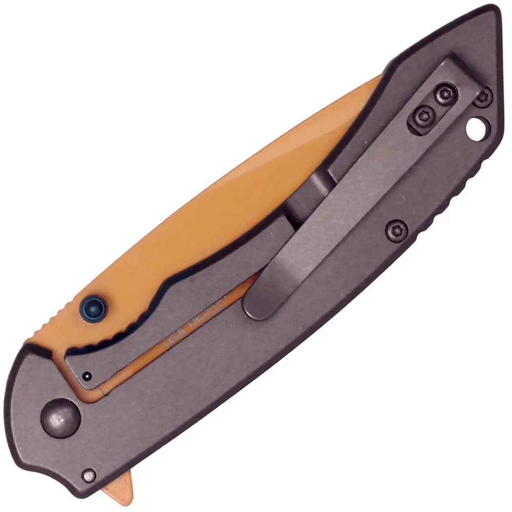 Assisted Open Folding Pocket Knife With Grey Handle