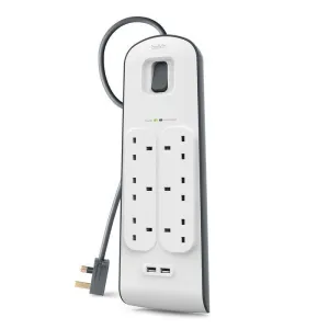 Belkin 6 Outlet Surge Protector with Dual USB Ports - White