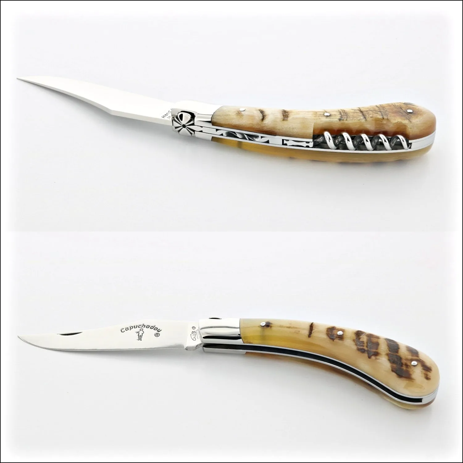 Capuchadou 12 cm Classic Corkscrew Knife Ram Horn Tip