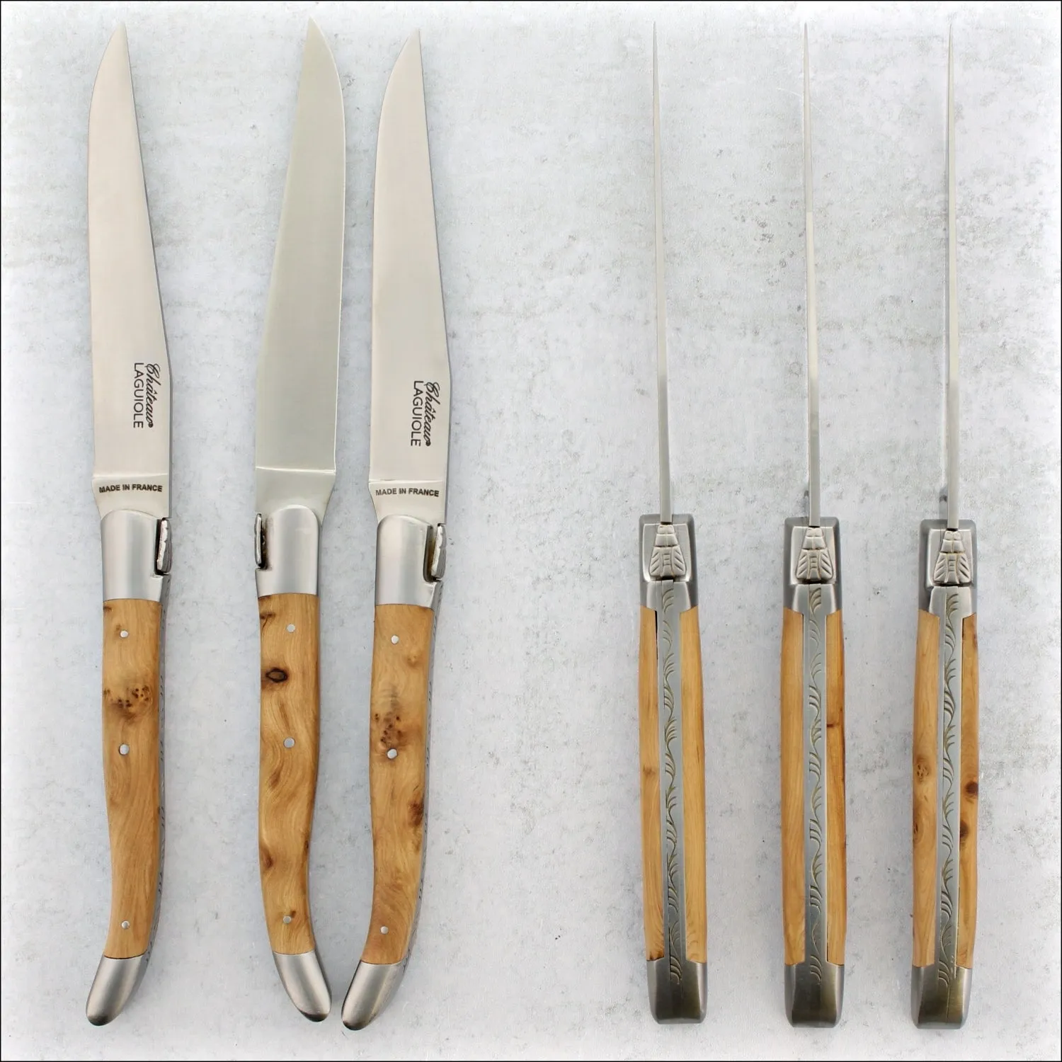 Chateau Laguiole Heritage Steak Knives Juniper - Satin Finish