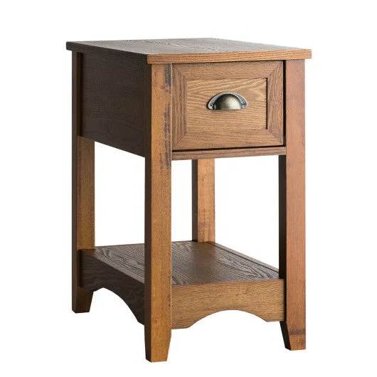 Contemporary Chair Side End Table Compact Table with Drawer Nightstand-Yellow