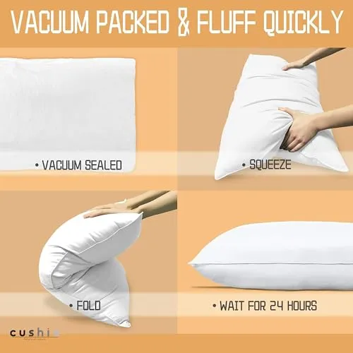 CUSHIO™ MicroFibre Pillow - Size 24"x16" (Pack of 8) Enhance Your Sleep Quality | Wake Up Refreshed (White)