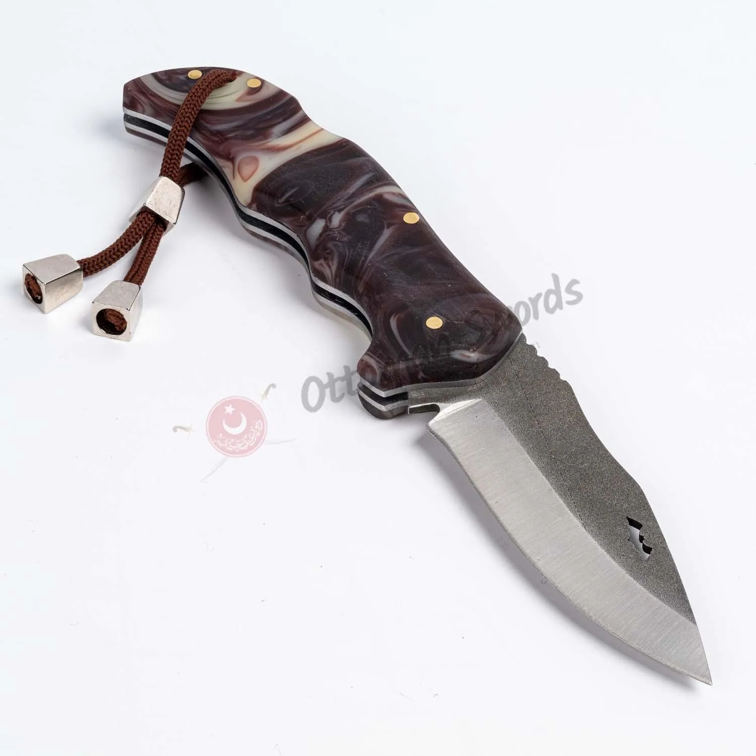 Custom Engraved Folding Knife and Leather Sheath