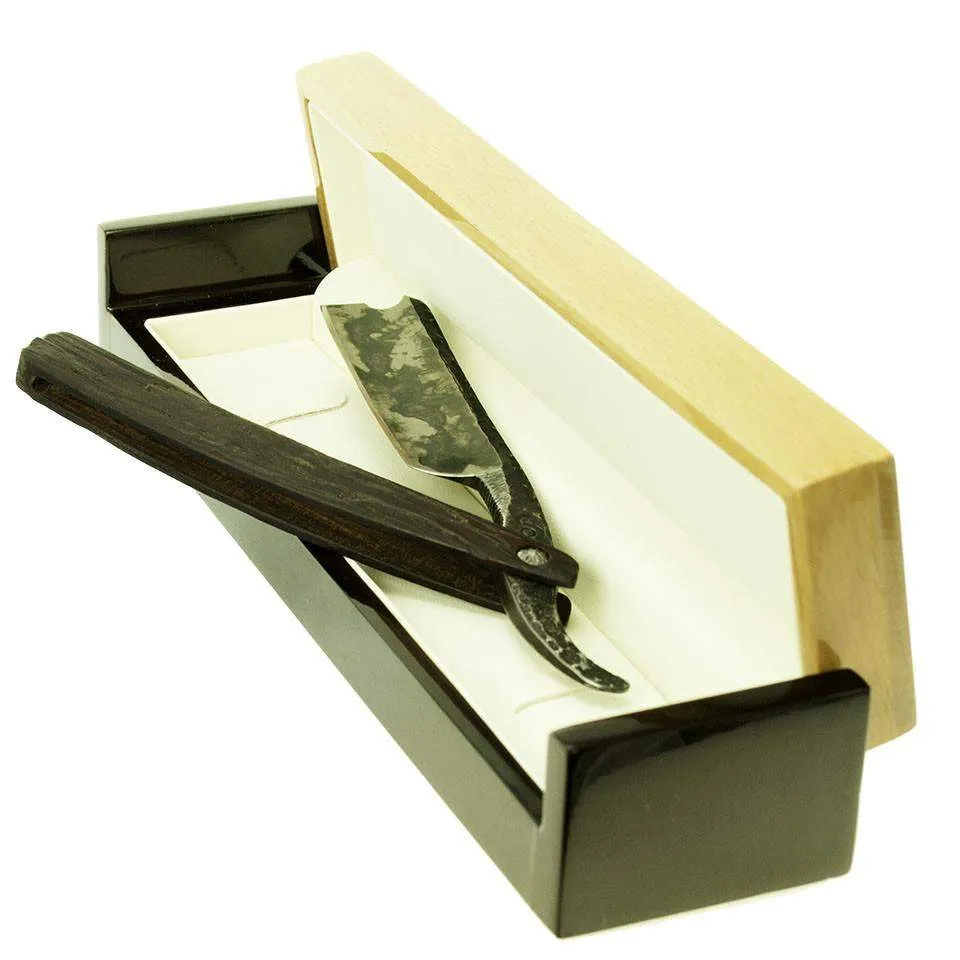 Dylan Farnham #81- Silver Plate & Antiqued Blade 7/8 Straight Razor w/ Silicone Sheath & Gift Box