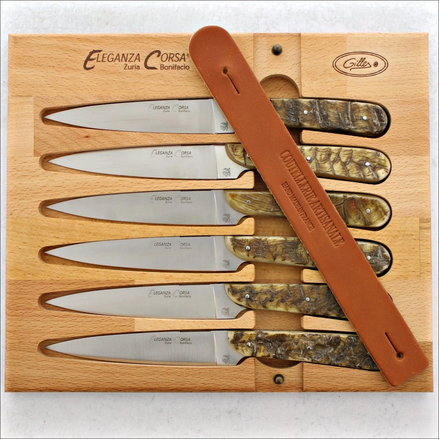 Eleganza Corsa Steak Knives - Ram Horn - Set of 6