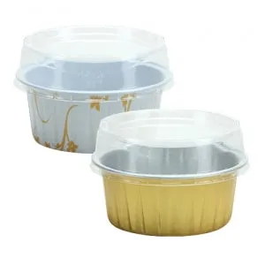 Elements - 2.5" Aluminum Pans with Lids - Round - Gold - 5 Count (Case Qty: 180)