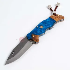 Epoxy Handle Folding Knife and Leather Sheath