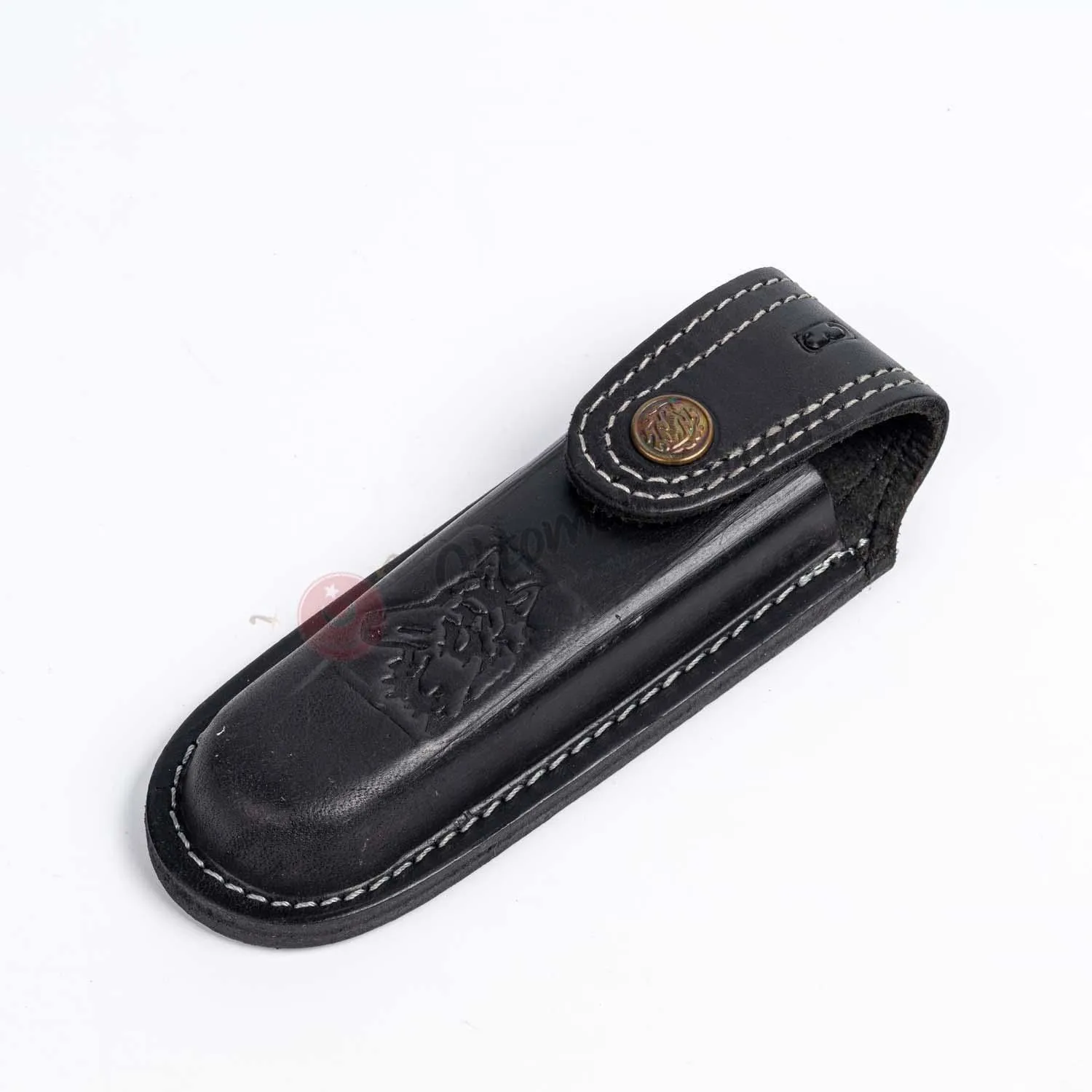 Epoxy Moire Handle Folding Knife and Leather Sheath