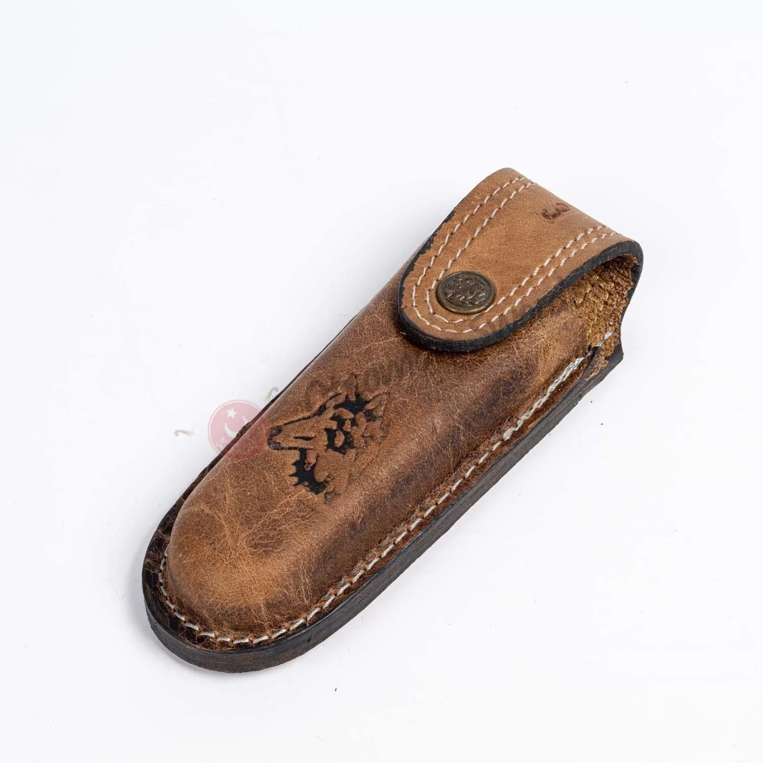 Epoxy Moire Handle Folding Knife and Leather Sheath