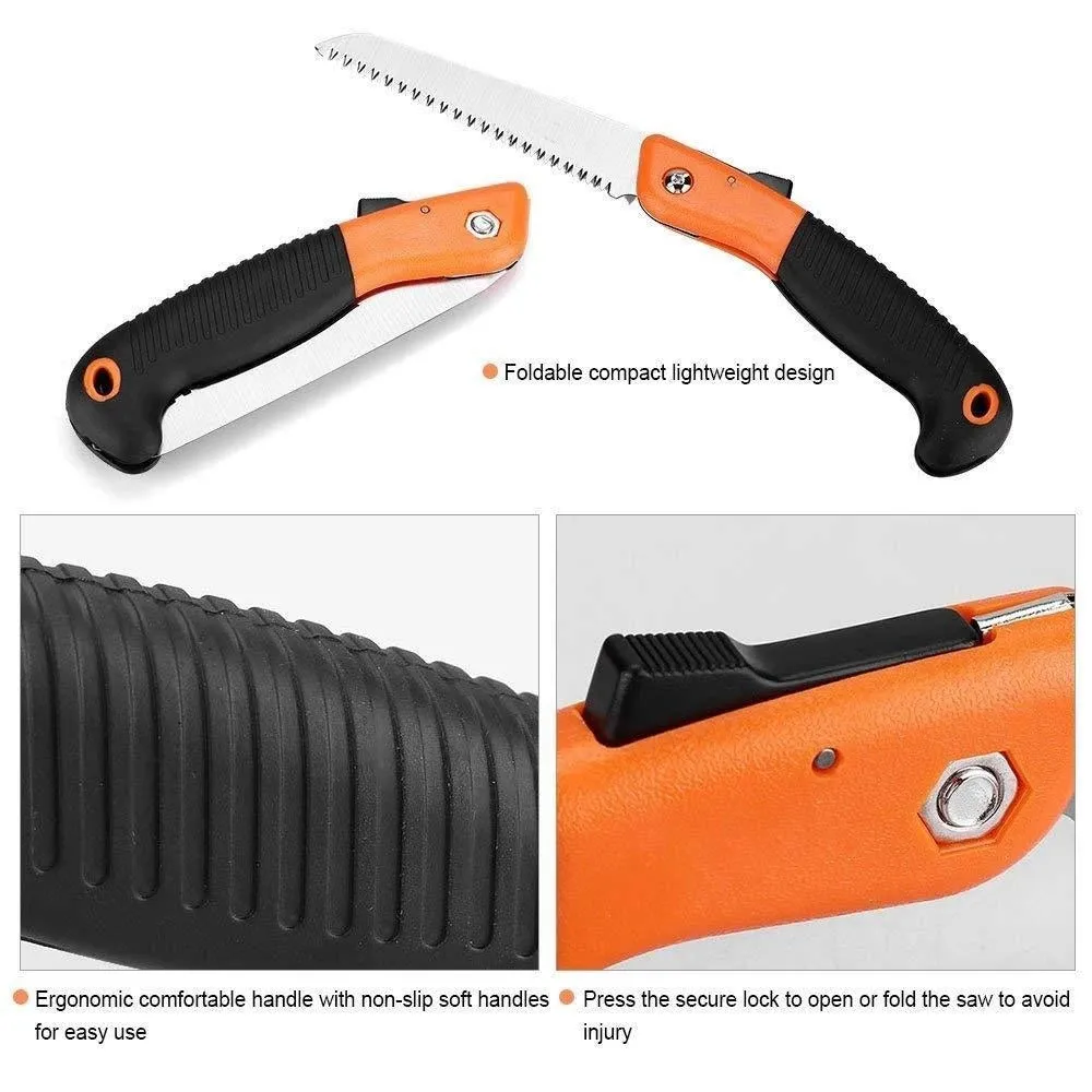 Folding Saw(180 mm) for Trimming, Pruning, Camping. Shrubs and Wood - H00568