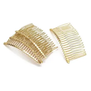 Gold Wire Metal Hair Comb x 10 pcs