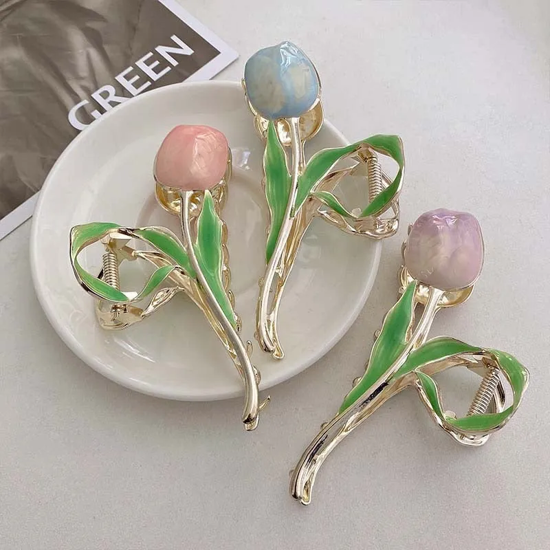 Gorgeous Flower Headdress Spring Tulip Hair Claw Clips