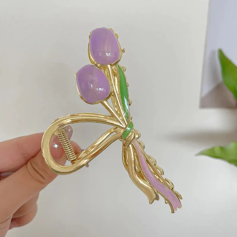 Gorgeous Flower Headdress Spring Tulip Hair Claw Clips