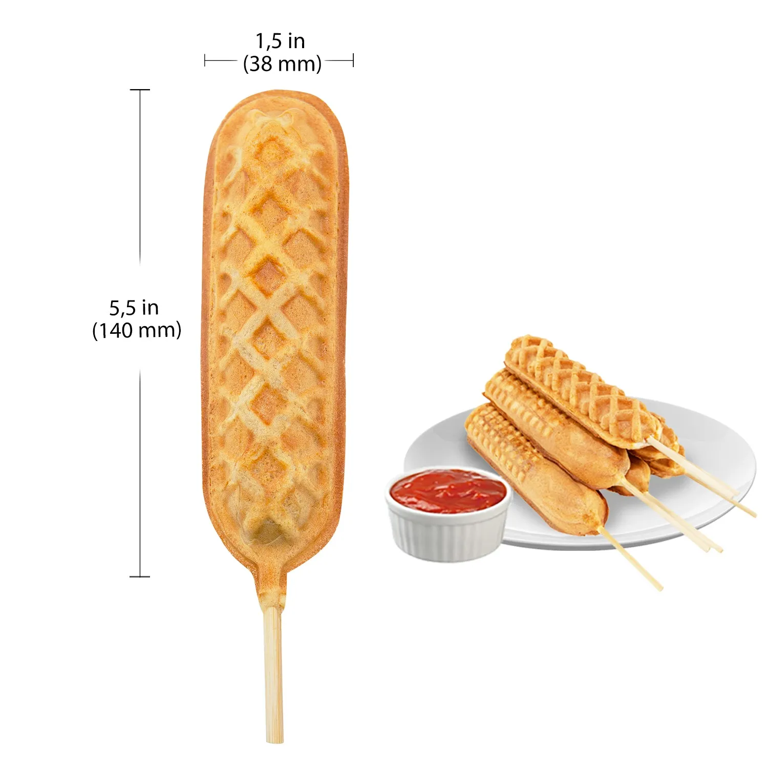 GorillaRock Corn Dog Commercial Machine | 6 Hotdog Waffles on Sticks