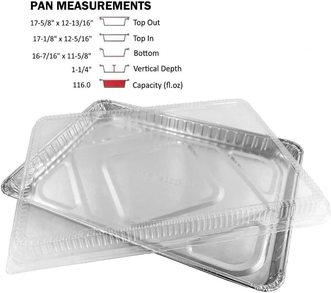 Handi-Foil 1/2 Size Sheet Cake Aluminum Foil Pan w/Clear Low Dome Lid 10/PK