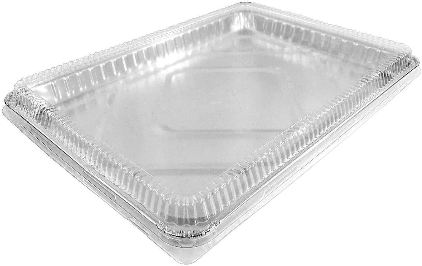 Handi-Foil 1/2 Size Sheet Cake Aluminum Foil Pan w/Clear Low Dome Lid 10/PK