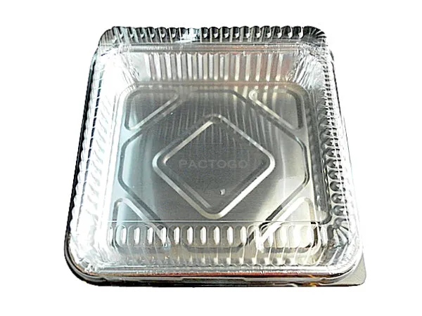 Handi-Foil 8" Square Cake Foil Pan 1-1/4" Deep w/Clear Dome Lid 50/PK