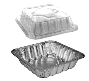 Handi-Foil Large 10" x 10" Square Aluminum Foil Cake Pan w/Dome Lid 25/PK