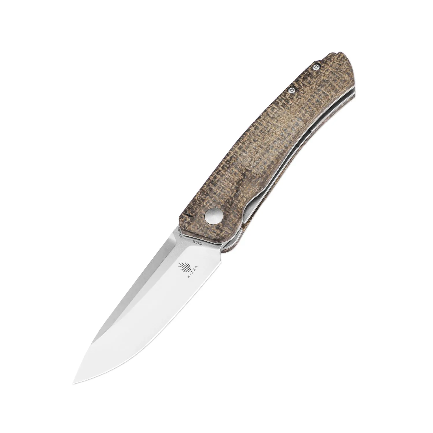 Kizer Agressor 154CM Blade Front Flipper Micarta Handle V3629C1 (2.99 Stonewash)