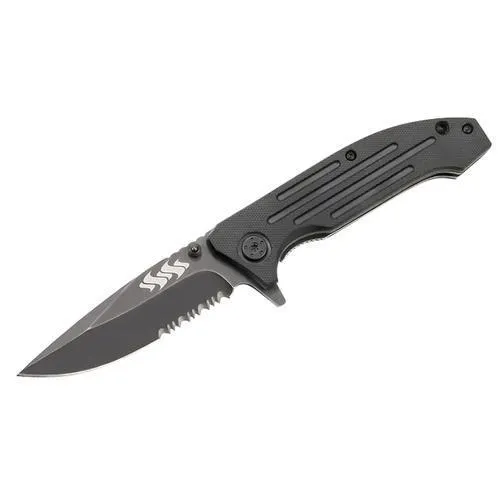 Kuuma 45" Serrated Edge Spring Assisted Folding Knife - Stainless Steel