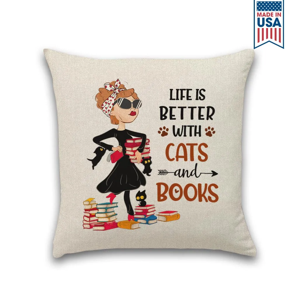 Life Is Better With Cats And Books Book Lovers Gift PIL475