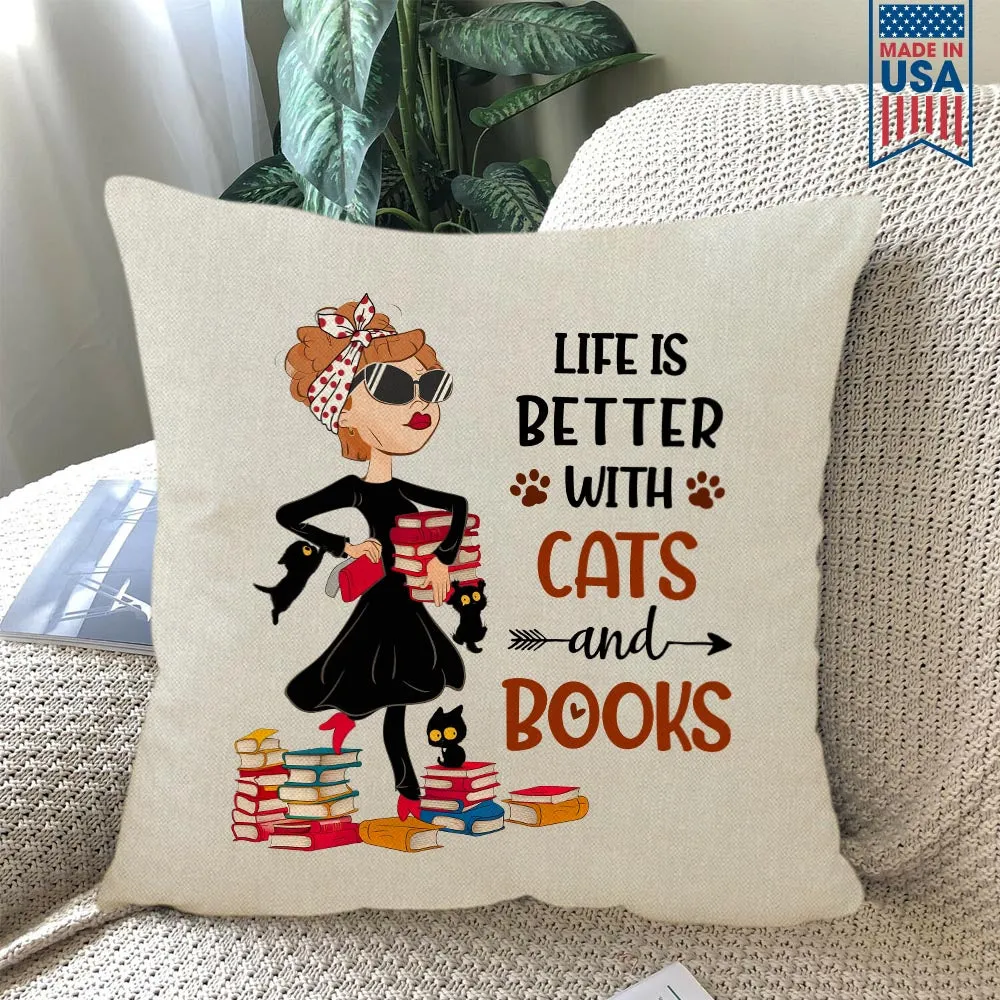 Life Is Better With Cats And Books Book Lovers Gift PIL475