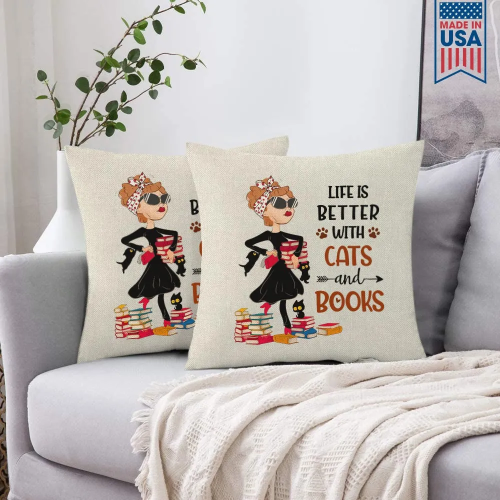 Life Is Better With Cats And Books Book Lovers Gift PIL475