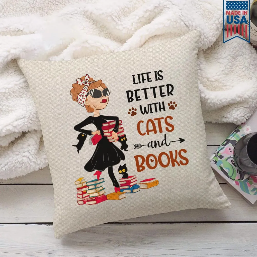 Life Is Better With Cats And Books Book Lovers Gift PIL475