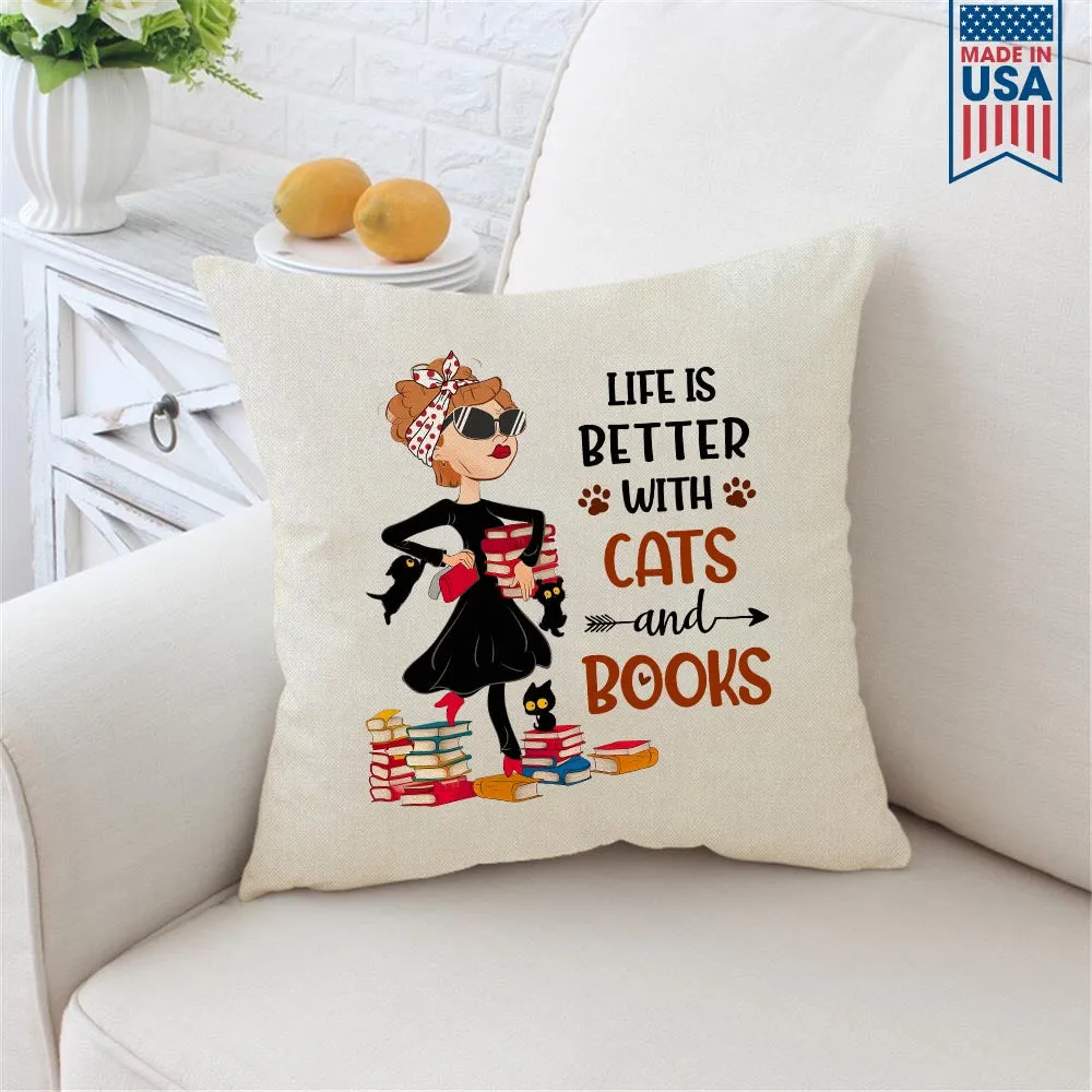 Life Is Better With Cats And Books Book Lovers Gift PIL475