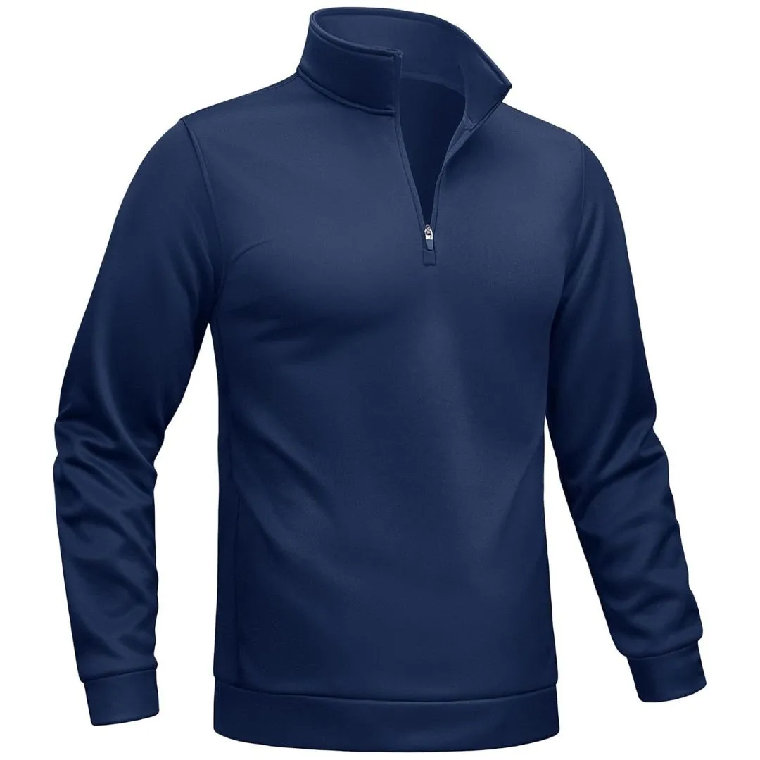 Men's Quarter Zip Pullover Sweatshirts Lightweight Fleece Lined