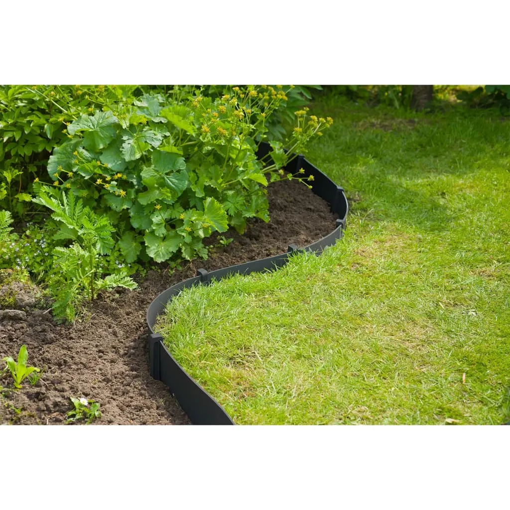 Nature Garden Border Edging Set H15 cm x 10 m with Spike Black