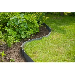 Nature Garden Border Edging Set H15 cm x 10 m with Spike Grey