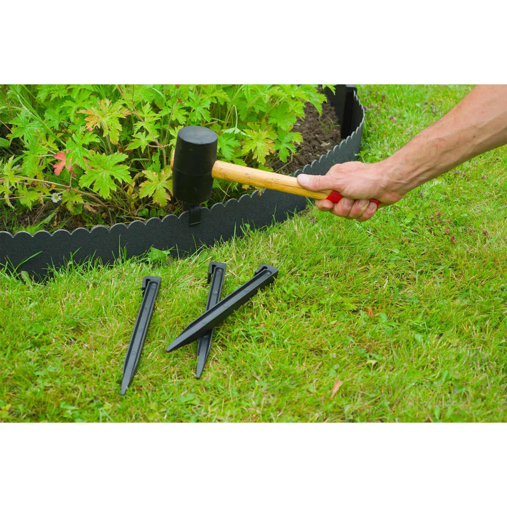 Nature Garden Decorative Border Edging Set H13 cmx12 m with Spike Black